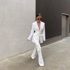 Because of Alice (BOA) White Blazer and Pants Suit- 2 piece set